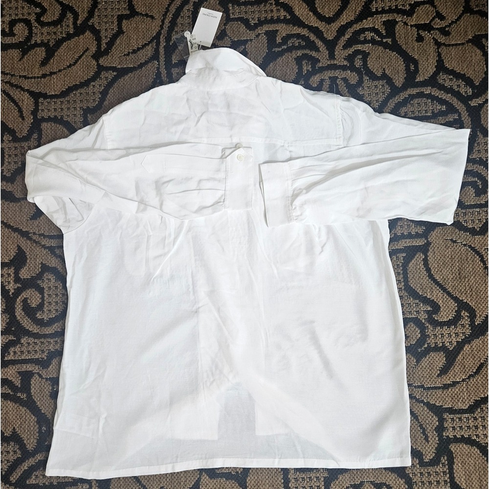 Madewell Alexa Chung Pleat-Pocket Button-Up Shirt XL Eyelet White NT108 - Picture 3 of 5